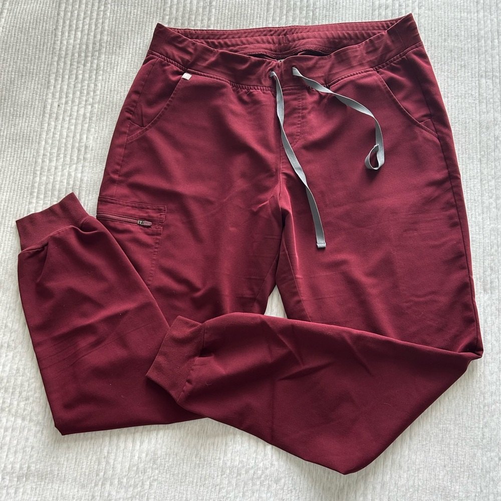 Figs: Burgundy Zamora Jogger Scrub Pants - Picture 2 of 7